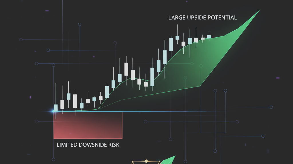 Gráfico financeiro ilustrando o Risco Assimétrico, mostrando