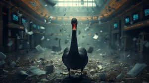 Cisne negro na água simbolizando a Antifragilidade do Trader